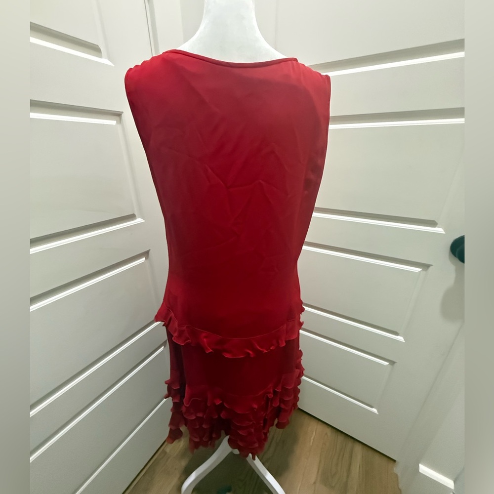 Escada. Silk Ruffle Party Dress. Size Large. - Picture 2 of 9